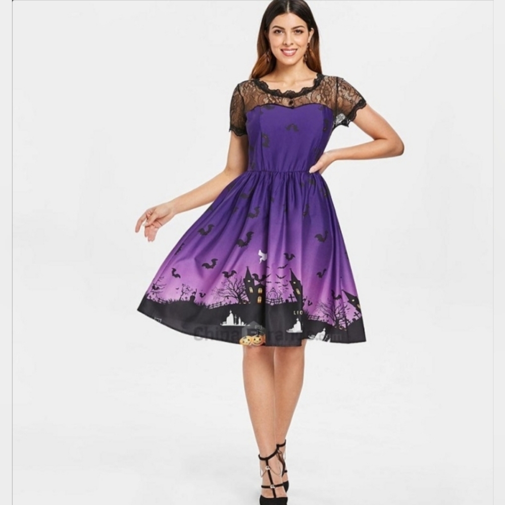 NWOT/ Halloween Vintage Like Lace Insert Pin Up Dress Small